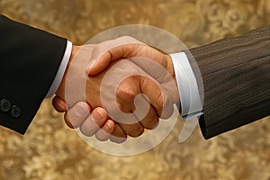 Close-up of two people shaking hands to finalize a business deal, Business partners shaking hands to seal a deal photo