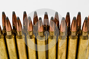 Close-up of two rows of bullets