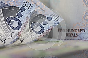 Close-up of Two Saudi Riyal notes photo