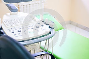 Close-up of the ultrasound machine in the clinic.