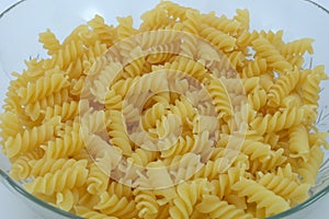 Close up of Uncooked Italian Spiral Pasta used as background