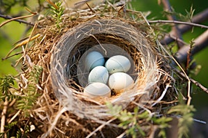 close-up of an unfertilized birds nest