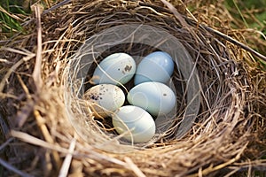 close-up of an unfertilized birds nest