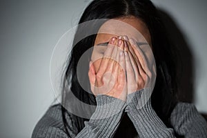 Close up of unhappy crying woman