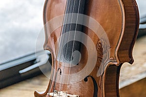 Close up of a unique violin