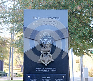 Close-Up of United States Congressional Medal of Honor Tribute, Jackson, Mississippi