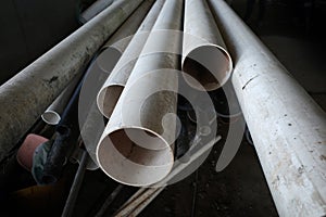 Close up of Unplasticized Polyvinyl Chloride (UPVC) pipes used f