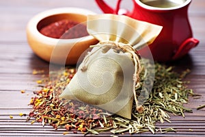 close-up of unwrapped tea blend in packaging