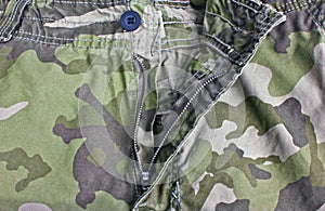 Close Up of Unzip Military Trousers.