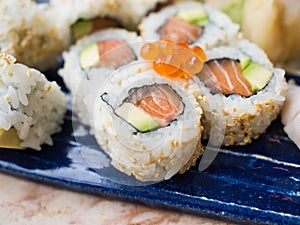 Close up of uramaki sushi photo