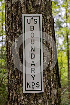 Close Up of US Boundary Sign