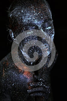 Close up UV abstract portrait outer space