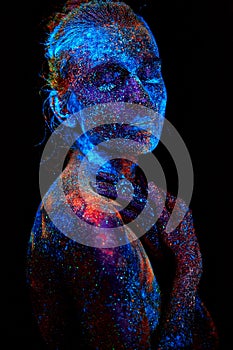 Close up UV abstract portrait outer space