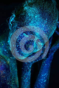 Close up UV abstract portrait outer space