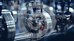 A close up of a valve with an orange button, AI