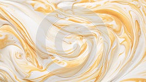 Close-up of vanilla ice cream texture. Top view of frozen white-yellow gelato surface. Food background. Generative AI