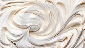 Close-up of vanilla ice cream texture. Top view of frozen white-yellow gelato surface. Food background. Generative AI