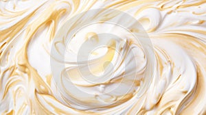 Close-up of vanilla ice cream texture. Top view of frozen white-yellow gelato surface. Food background. Generative AI