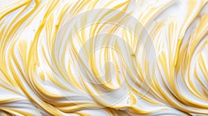 Close-up of vanilla ice cream texture. Top view of frozen white-yellow gelato surface. Food background. Generative AI