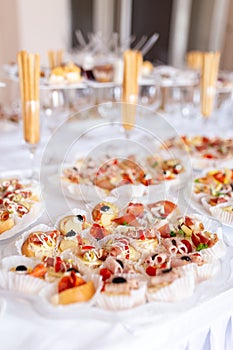 Close up of various canapes in plate