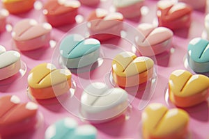 Close-Up of Various Colored Candies or pills