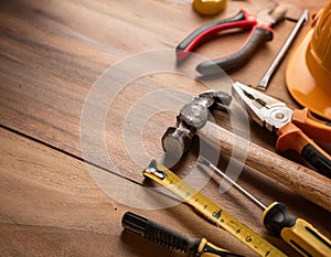 Close-Up of Various Occupation Tools Representing Different Professions photo