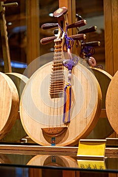 Close-up of various traditional Chinese vocal instruments