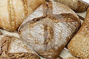 Close-up of various types breads
