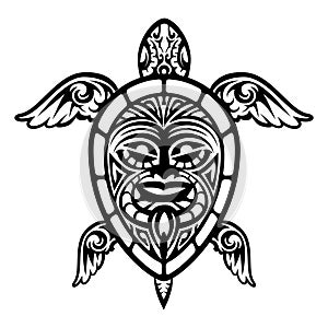 Close up Vector Turtle Polynesian Tattoo