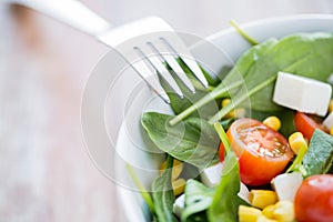 Close up of vegetable salad bowl