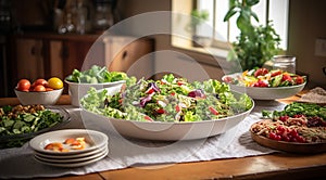 close-up of vegetables, lots of vegetables on the table, vegetables in a restaurant, fresh vegetables on wooden table