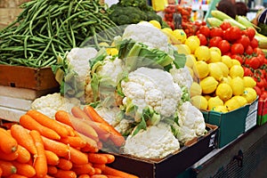 Close up of vegetables on market stand