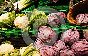 Close up of vegetables on market stand