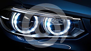 Close up of vehicle headlights showing detailed view for enhanced search relevance photo