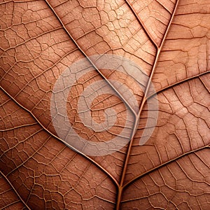 Close Up: Veins Of An Old Brown Leaf In Softbox Lighting