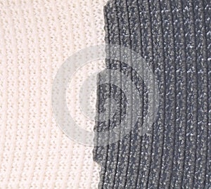 Close up of vertical knitted fabric texture.