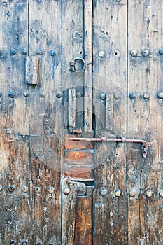 Very old timeworn wooden door