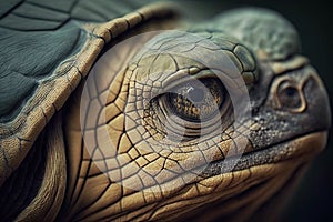 close-up of very old turtle's wrinkly skin and leathery shell