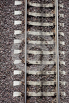 Close up vew of railroad track.