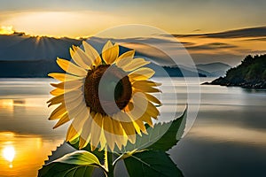 A close-up of a vibrant, blooming sunflower, its petals kissed by sunlight