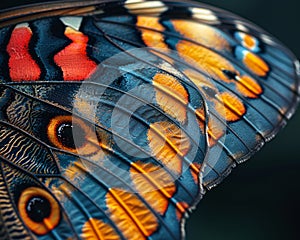 Close-up of a vibrant butterfly wing