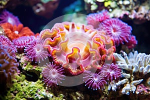 close up of a vibrant coral polyp