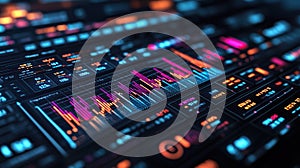 Futuristic Data Visualization: Dynamic Charts and Graphs on a Digital Interface