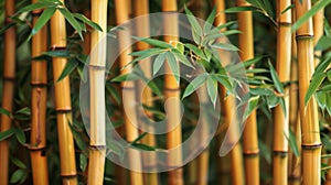 Close up of vibrant green bamboo leaves