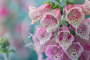 Close-up of Vibrant Pink Foxglove Flowers with Soft Bokeh Background for Spring Garden Themes