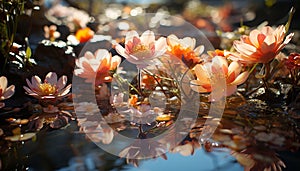 Close up of a vibrant yellow lotus flower generated by AI