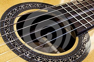 Close up on a vibrating string of a guitar