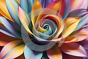 Close-Up View of an Abstract Flower - Vibrant Petals Unfurling in a Chaotic Yet Harmonious Fashion