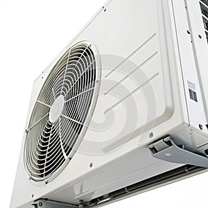 Close up on air conditioning system isolated on white background photo