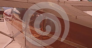 Close up view of an airplane parked at an airport